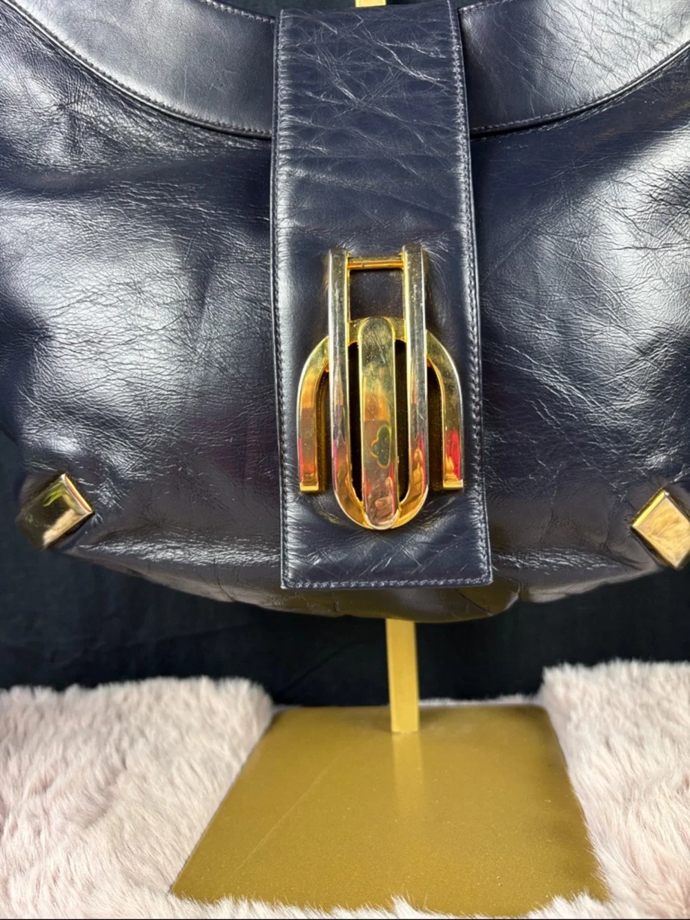 Vintage Susan Gail for Saks Fifth Avenue Black Leather Hobo Shoulder Bag